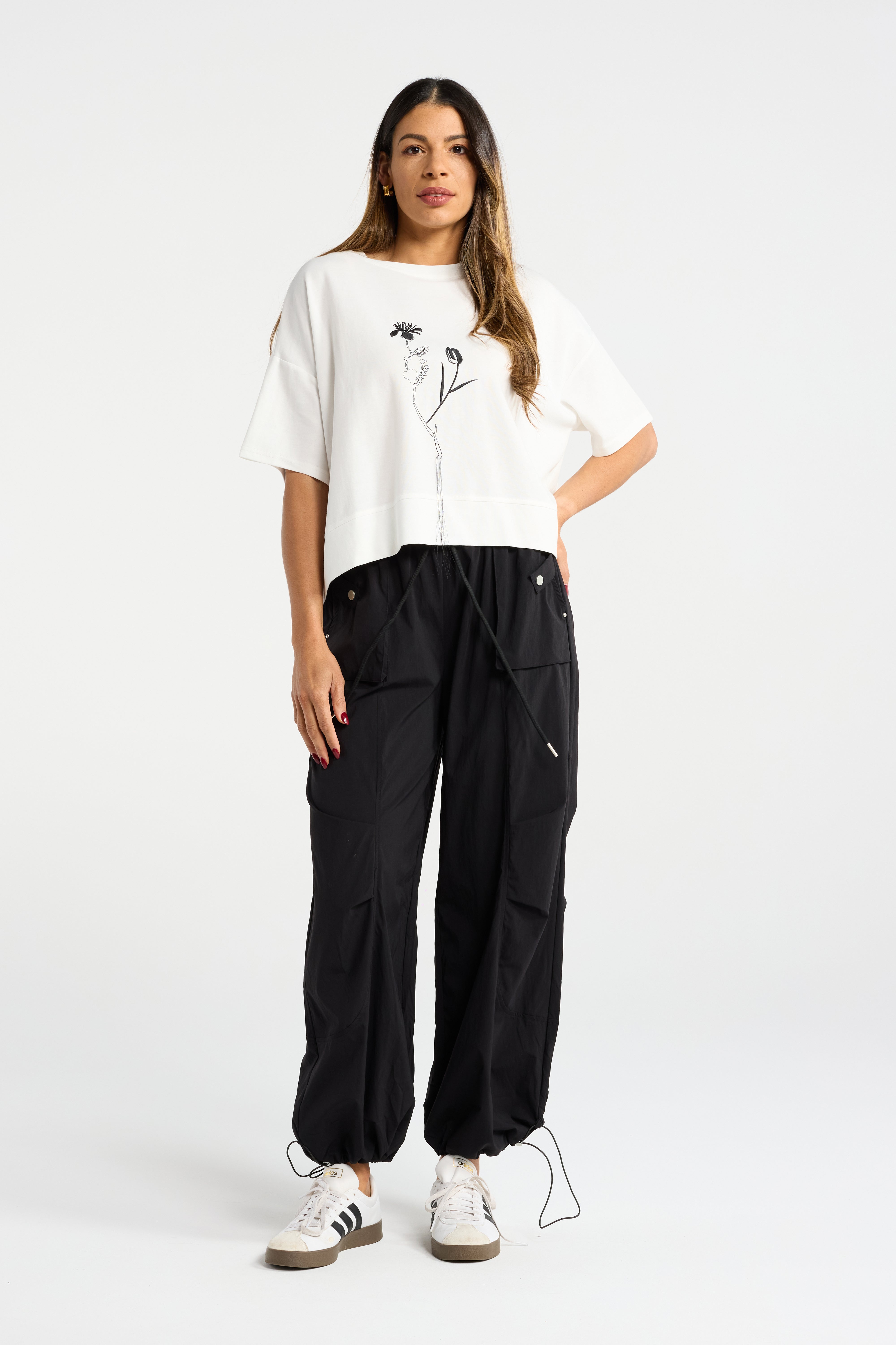 INK FLIGHT PANT CARGO TRACK PANT LIGHT WEIGHT PLEAT PANT ADJUSTABLE ELASTIC HEMS ELASTIC WAIST KHAKII BLACK