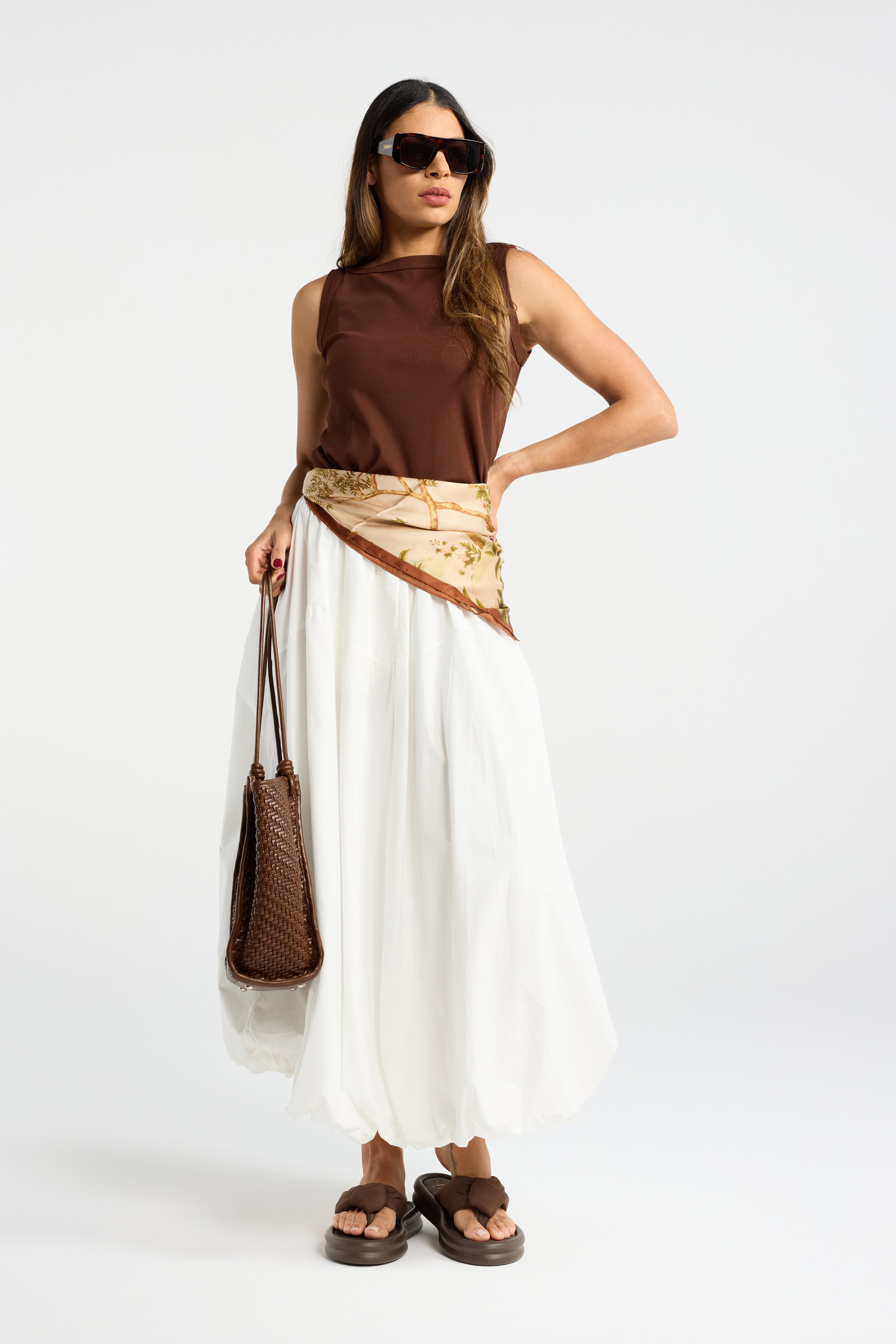 INK BOAT TANK TANK TOP SLEEVELESS BROWN CHOCOLATE BROWN HIGH NECK BOAT NECK RIBBED SOFT FEEL LIGHTWEIGHT STRETCH COMFORTABLE BREATHABLE RELAXED FIT FIGURE SKIMMING CASUAL EVERYDAY WEAR SUMMER ESSENTIAL WARDROBE STAPLE VERSATILE EASY TO STYLE MINIMALIST CLASSIC TIMELESS BASIC TOP LAYERING PIECE NEUTRAL TONE WHITE BROWN