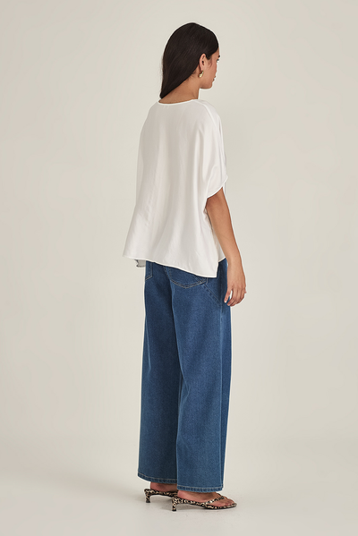 SILLS GABBIE SOHO TOP VISCOSE RAYON NAVY WHITE