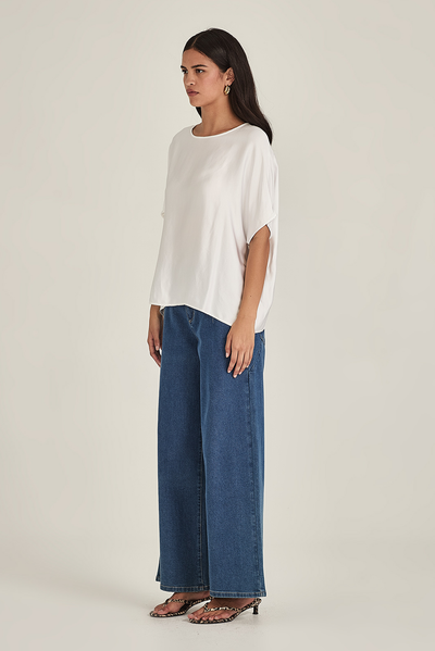 SILLS GABBIE SOHO TOP VISCOSE RAYON NAVY WHITE
