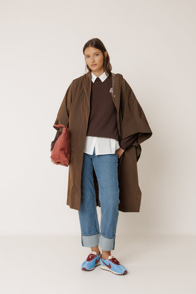 INDI AND COLD WATERPROOF RAINCOAT CAPE BROWN CHOCOLATE
