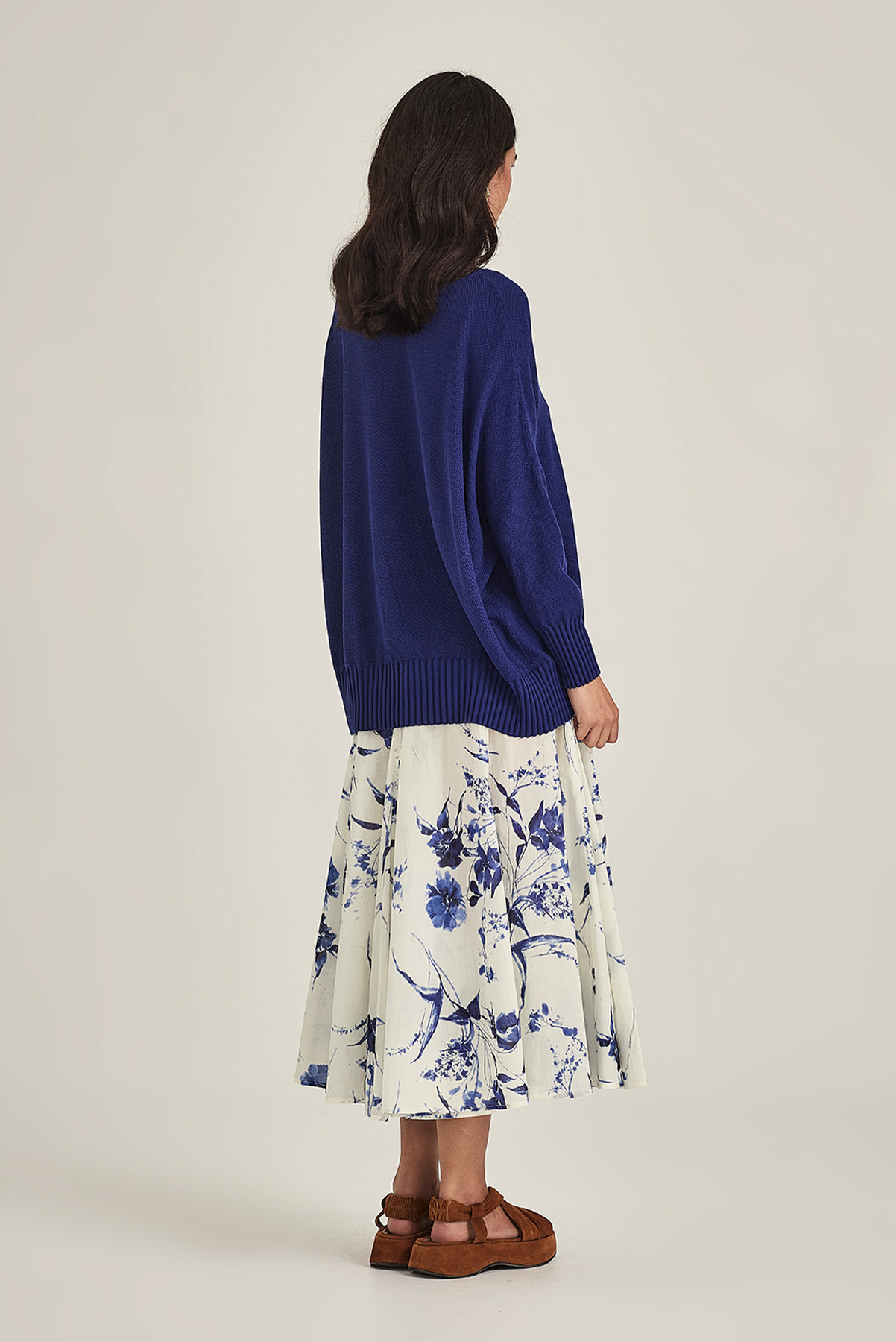 SILLS HAYLEY WEEKENDER COTTON TENCEL MODAL KNIT SWEATER COBALT BLUE