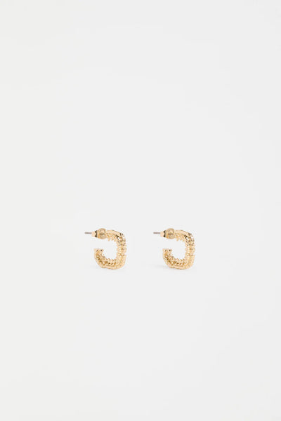 ELK HIVA MINI HOOP EARRING GOLD SLIVER TEXTURED EARRING