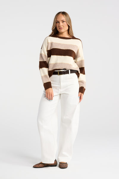 LATTE STRIPED JERSEY