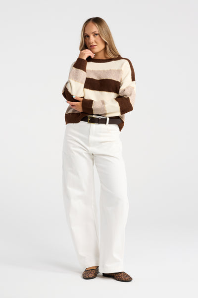LATTE STRIPED JERSEY