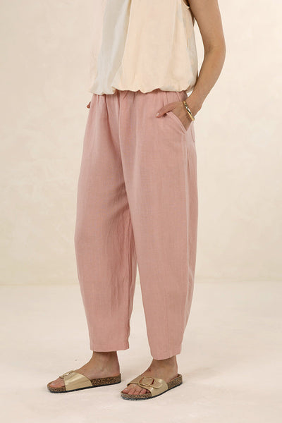 HUMIITY LOLA PANT LINEN TENCEL PINK BARREL PANT