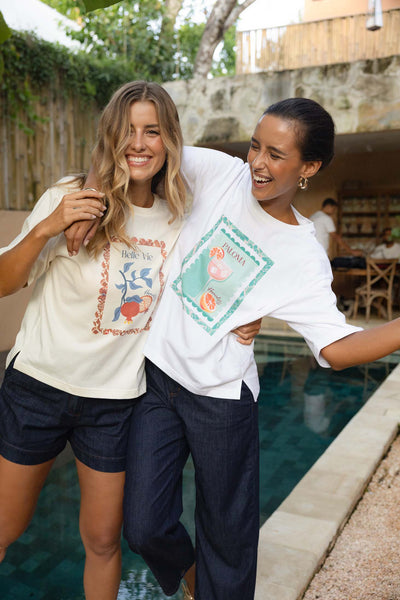 HUMIDITY DAMASK TEE COTTON PRINT TEE WHITE