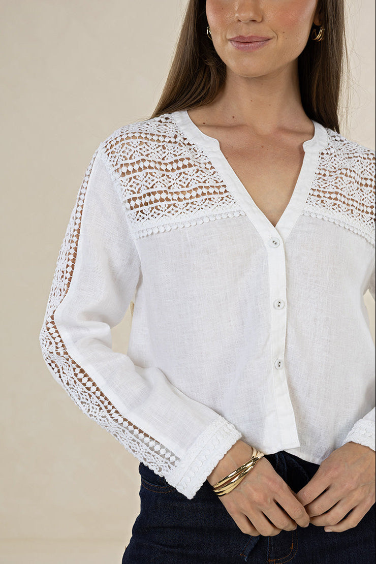 HUMIDITY DELPHINE SHIRT WHITE LINEN BLOUSE