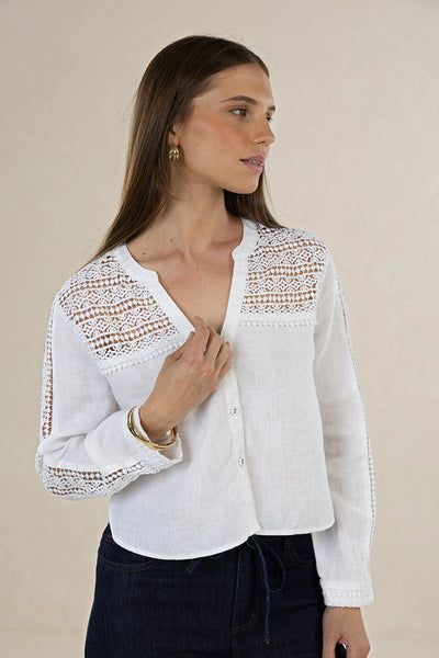 HUMIDITY DELPHINE SHIRT WHITE LINEN BLOUSE