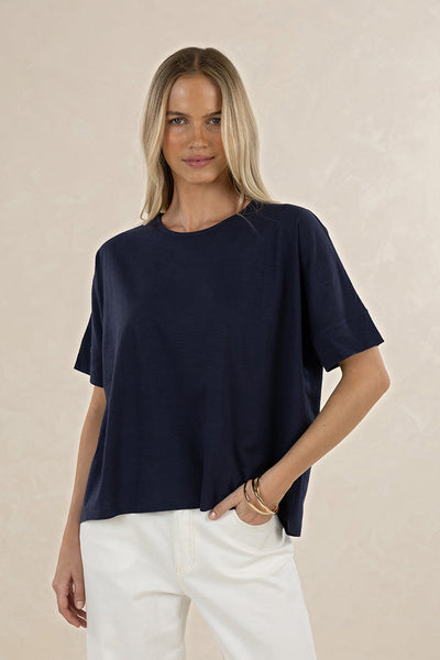 HUMIDITY DIPPY TEE COTTON TOP NAVY WHITE