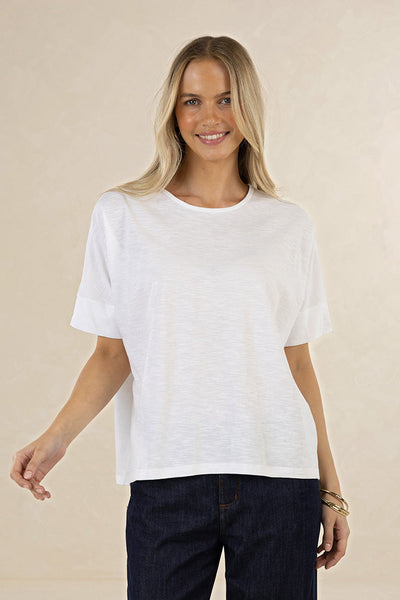 HUMIDITY DIPPY TEE COTTON TOP NAVY WHITE