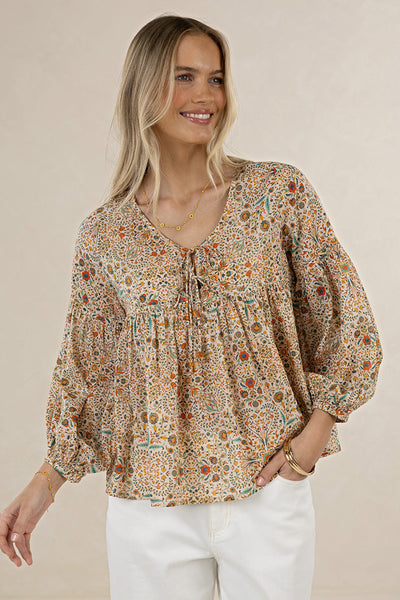 HUMITIY LARA BLOUSE FLORAL TOP COTTON MODAL 