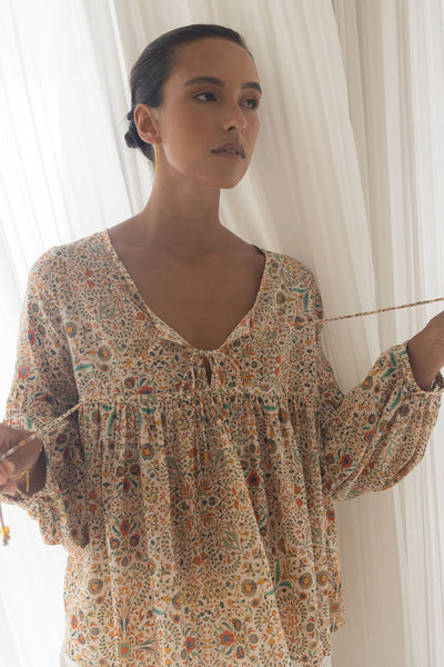 HUMITIY LARA BLOUSE FLORAL TOP COTTON MODAL 