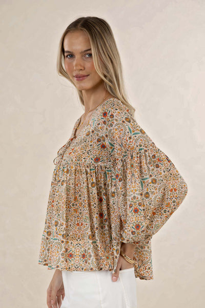 HUMITIY LARA BLOUSE FLORAL TOP COTTON MODAL 