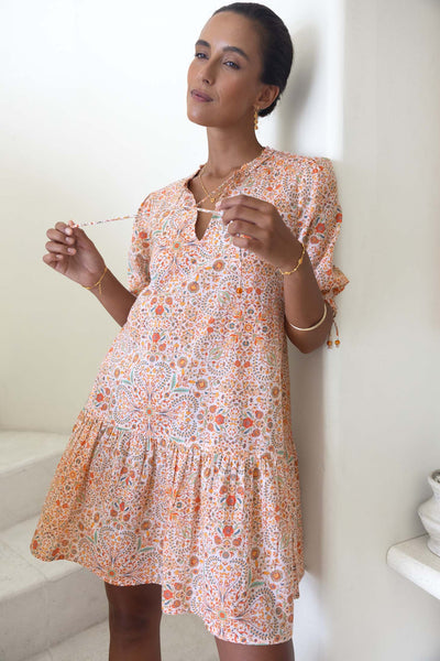 HUMIDITY RUMI SMOCK DRESS MELON PRINT