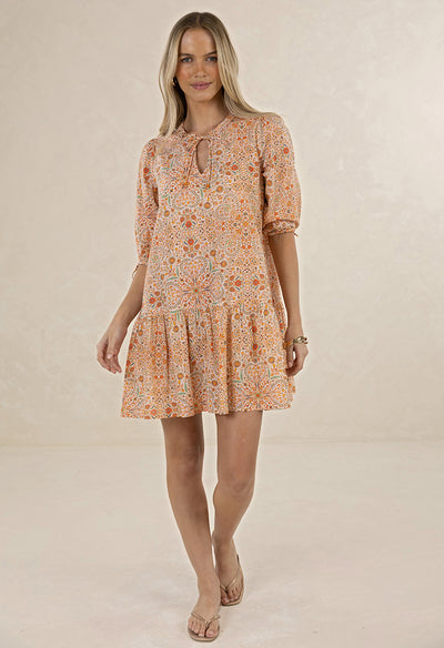 HUMIDITY RUMI SMOCK DRESS MELON PRINT