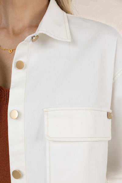 HUMIDITY IVY DENIM JACKET IVORY WHITE DARK DENIM COTTON SPANDEX