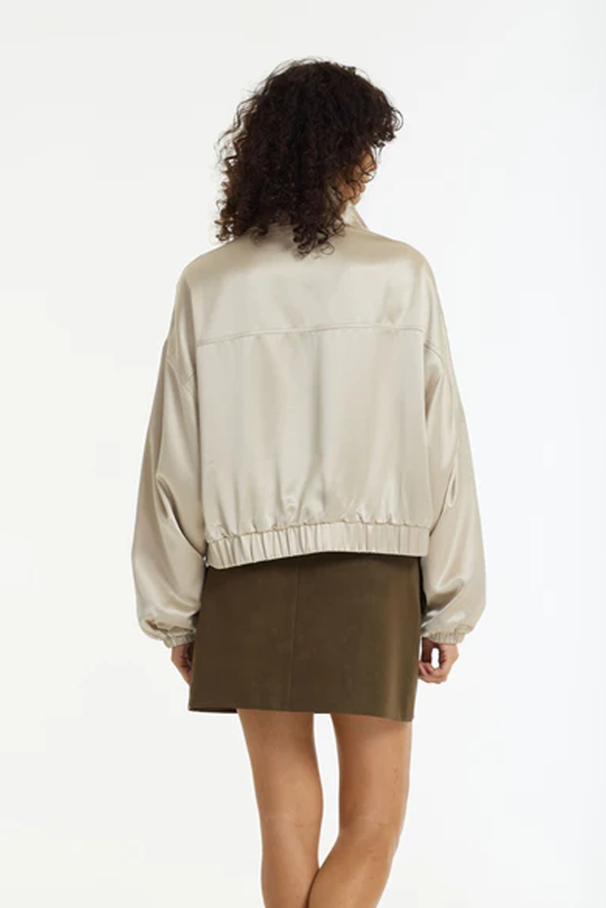 BLAK IGNITE BOMBER STONE SATIN JACKET