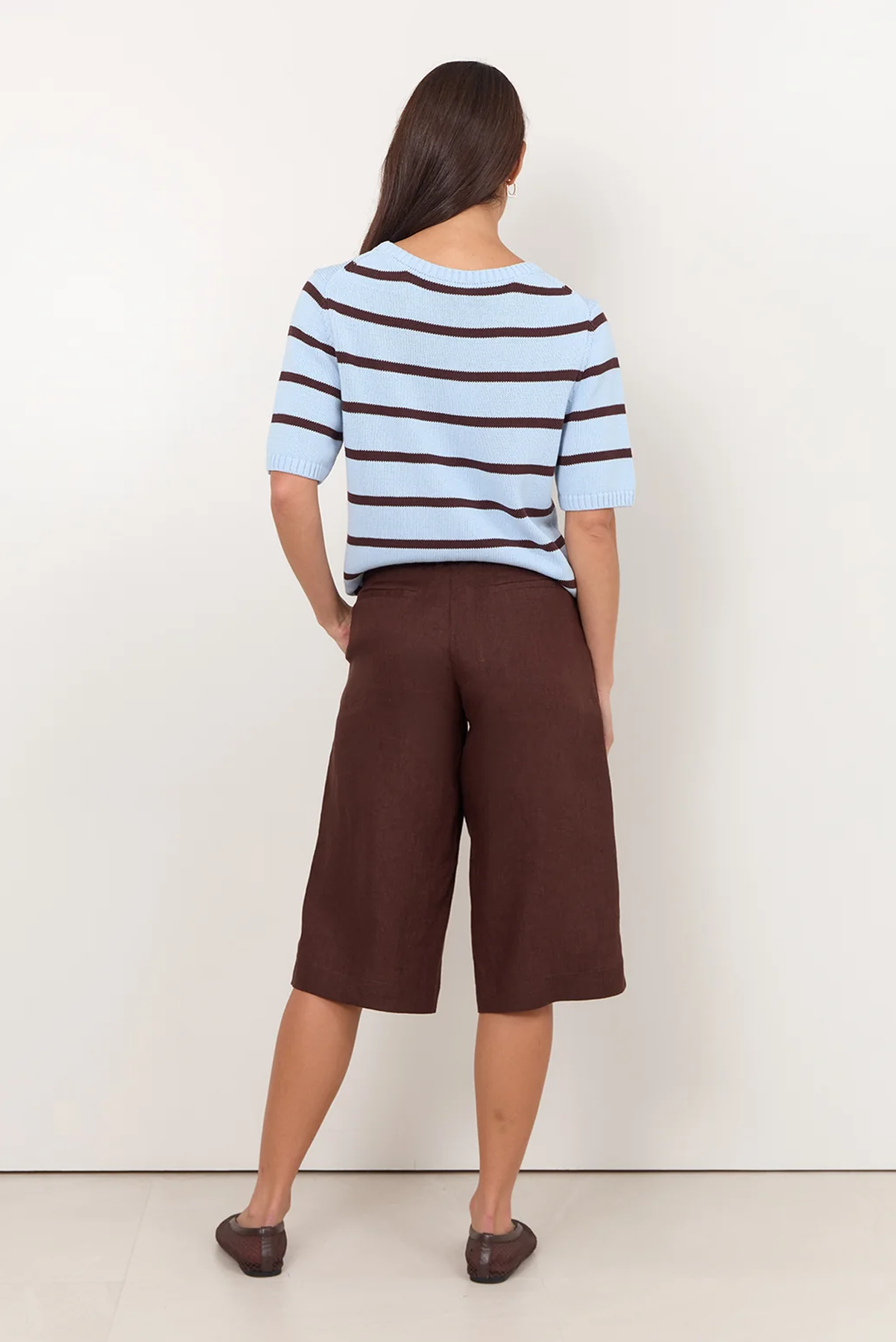 ADORNE JORDANA SHORT LONG SHORT BROWN CHOCOLATE BLACK LINEN