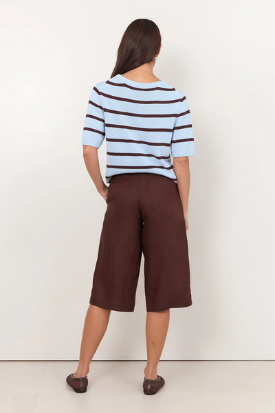 ADORNE JORDANA SHORT LONG SHORT BROWN CHOCOLATE BLACK LINEN