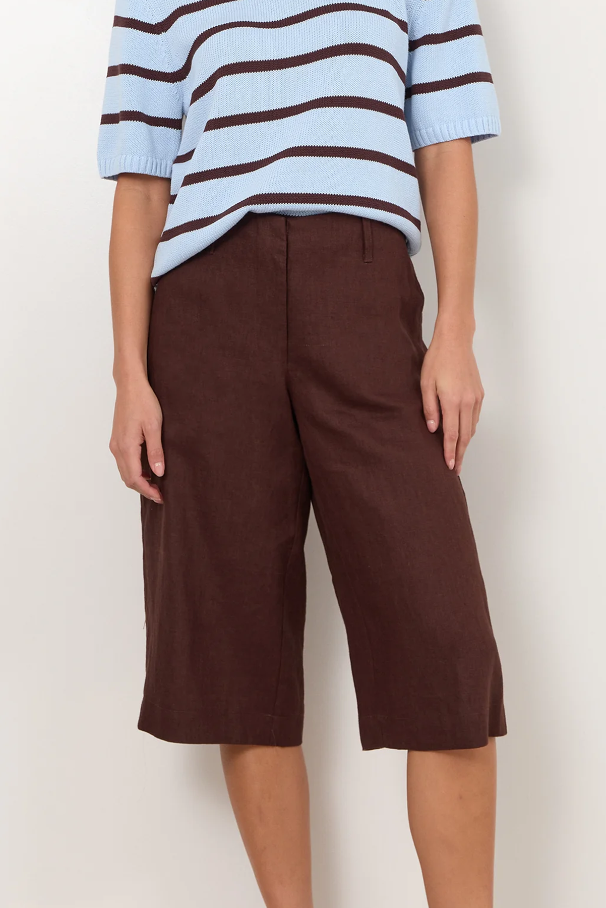 ADORNE JORDANA SHORT LONG SHORT BROWN CHOCOLATE BLACK LINEN