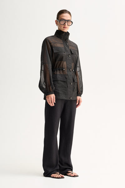 ELKA COLLECTIVE PERRI SHIRT BLACK SHIRT SHEER SHIRT ORGANZA SHIRT SHEER BLOUSE LIGHTWEIGHT SHIRT UTILITY SHIRT BUTTON SHIRT LONG SLEEVE HIGH NECK STATEMENT SHIRT MODERN SHIRT DESIGNER STYLE CONTEMPORARY FASHION MINIMAL STYLE SMART CASUAL ELEVATED BASICS EVERYDAY STYLE LAYERING PIECE BLACK CLOTHING WOMENS SHIRT WOMENS FASHION FASHION SHIRT POCKET SHIRT DRAWSTRING WAIST SEMI SHEER OVERSIZED FIT PREMIUM QUALITY TRANSITIONAL STYLE RESORT WEAR EVENING STYLE CHIC STYLE