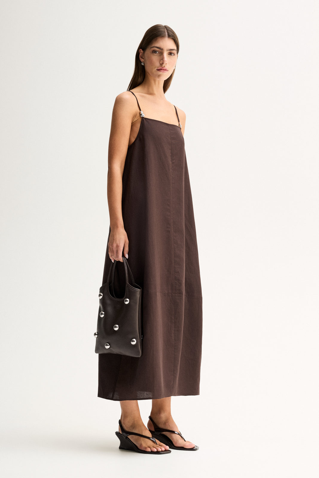 ELKA COLLECTIVE CARLO MAXI DRESS CHOCOLATE BROWN MIDI 