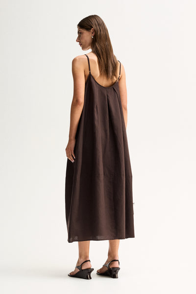 ELKA COLLECTIVE CARLO MAXI DRESS CHOCOLATE BROWN MIDI 
