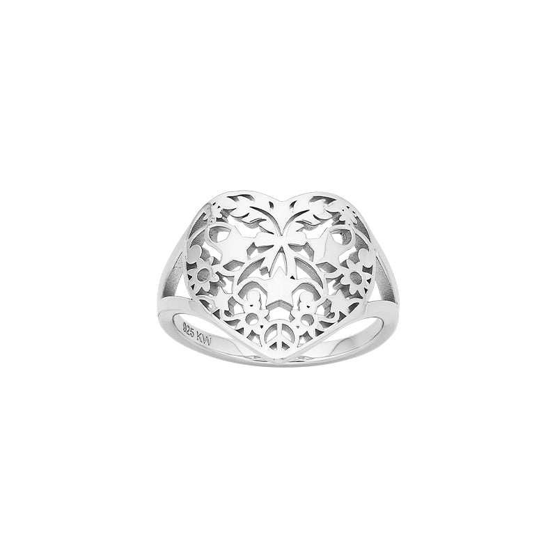 KAREN WALKER HEART THRILLS RING SILVER