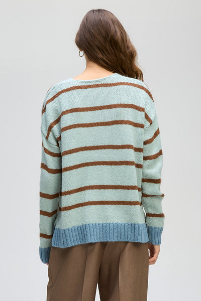 COSY STRIPE V NECK