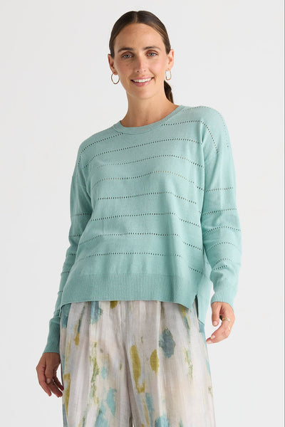 LD + CO TEXTURED LINEN JUMPER ICED ROSE WHITE KNIT SWEATER