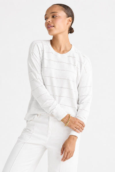 LD + CO TEXTURED LINEN JUMPER ICED ROSE WHITE KNIT SWEATER