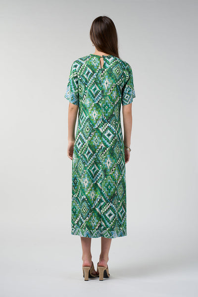 LOOBIES STORY SHINHALA DRESS VISCOSE RAYON SPANDEX GREEN PRINT MIDI DRESS