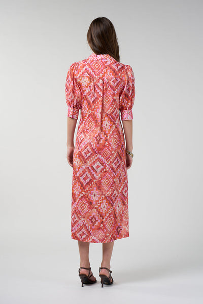 LOOBIES STORY SINHALA SHIRT DRESS RAMIE PINK MIDI DRESS