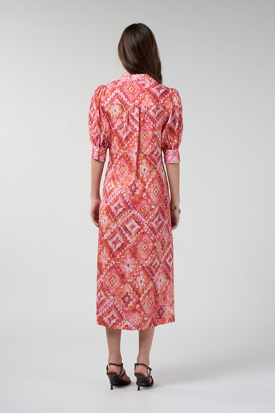 LOOBIES STORY SINHALA SHIRT DRESS RAMIE PINK MIDI DRESS