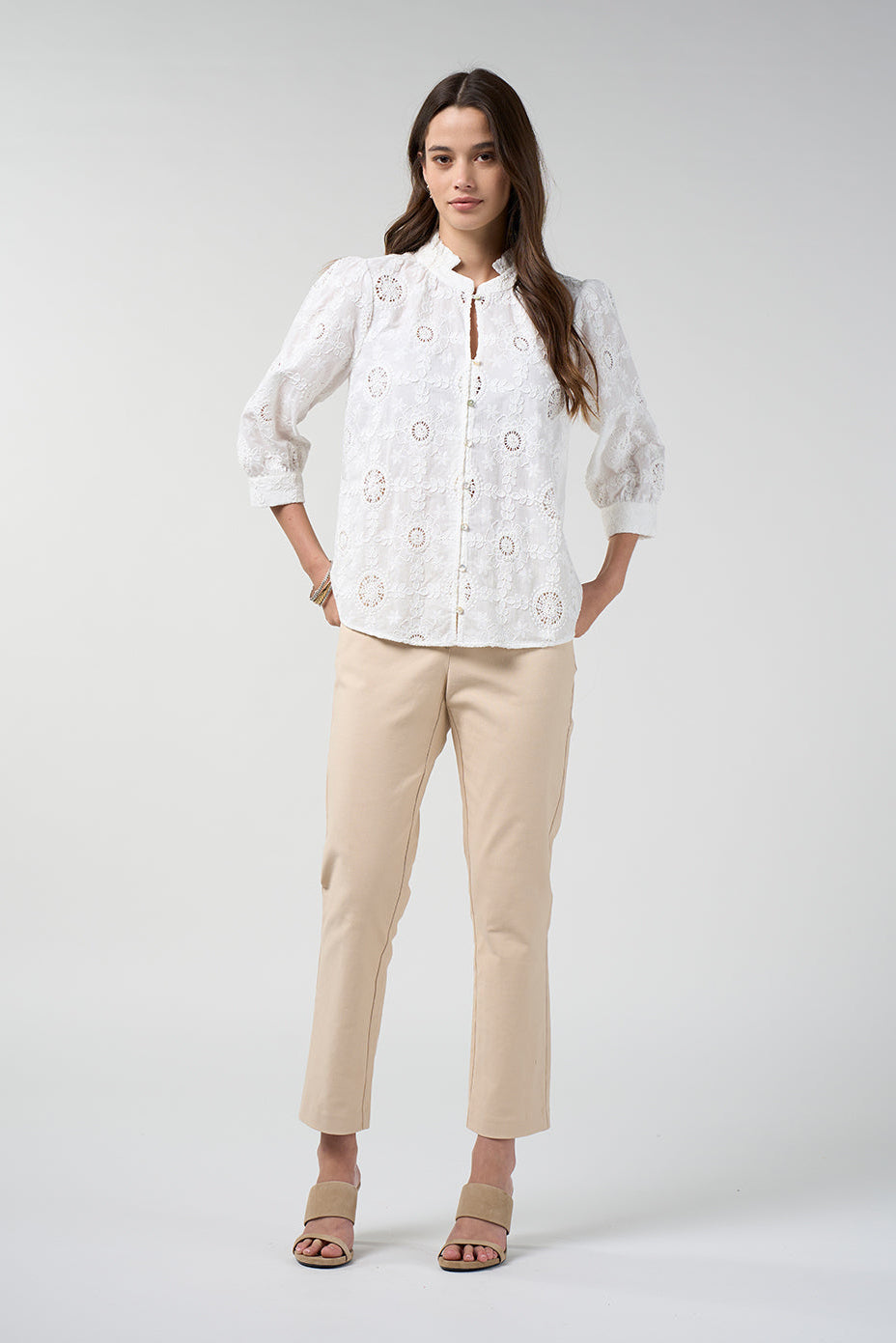 LOOBIES STORY ASMITA SHIRT COTTON TOP WHITE IVORY BLOUSE