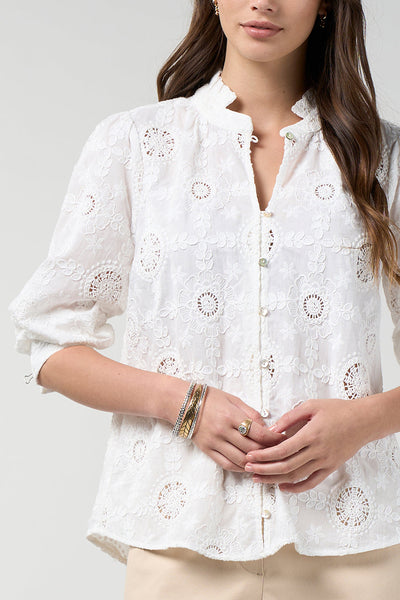 LOOBIES STORY ASMITA SHIRT COTTON TOP WHITE IVORY BLOUSE