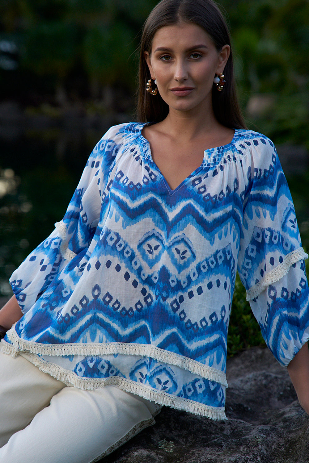 ZAHLEE BLOUSE BLUE PATTERN 