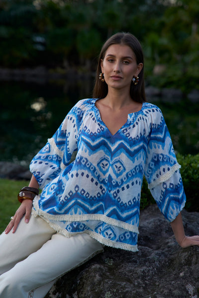 ZAHLEE BLOUSE BLUE PATTERN 