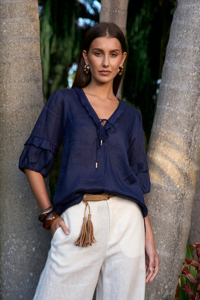 WATERLILLY BLOUSE INDIGO