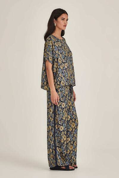 SILLS LUCINDA PRINT TOP COTTON LINEN POLYESTER FLORAL PRINT