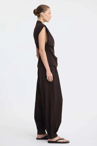 MORRISON MIGUEL VEST ESPRESSO WRAP TOP TIE TOP