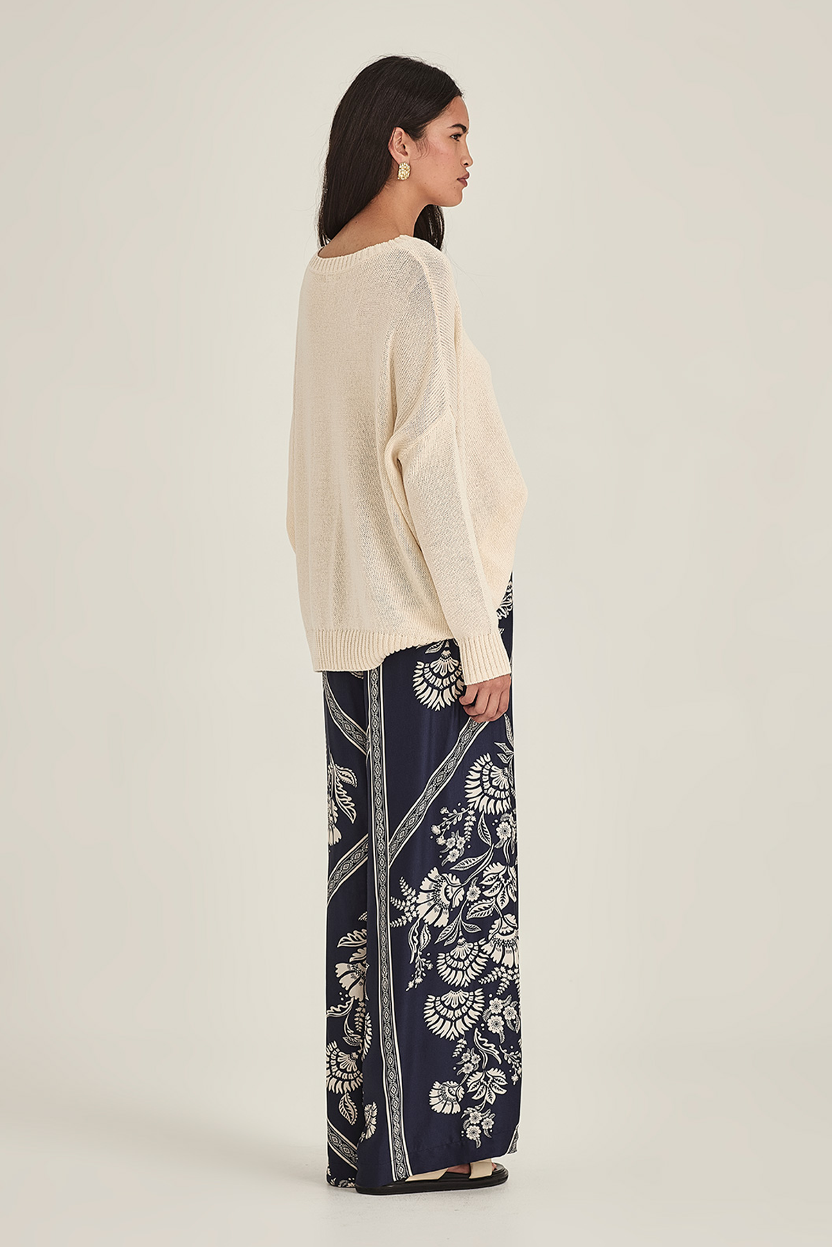 SILLS MONDO PRINT PANT NAVY FRENCH BLUE FLORAL VISCOSE PANT