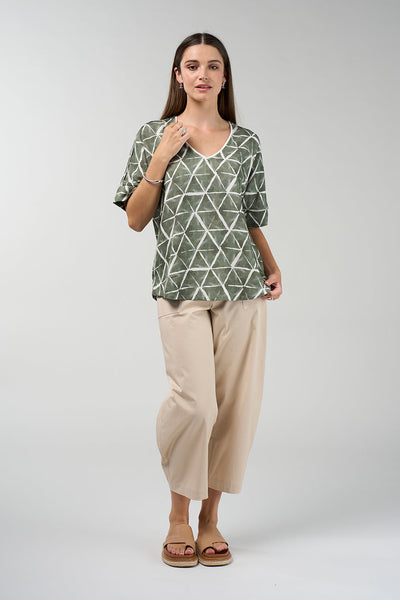 Edge wide leg pants in with elasticated back waist and patch pockets