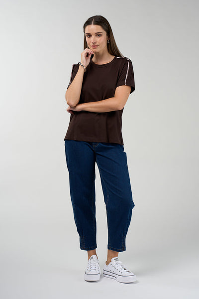 MADLY SWEETLY DUALITY TEE NAVY CHOCOLATE COTTON