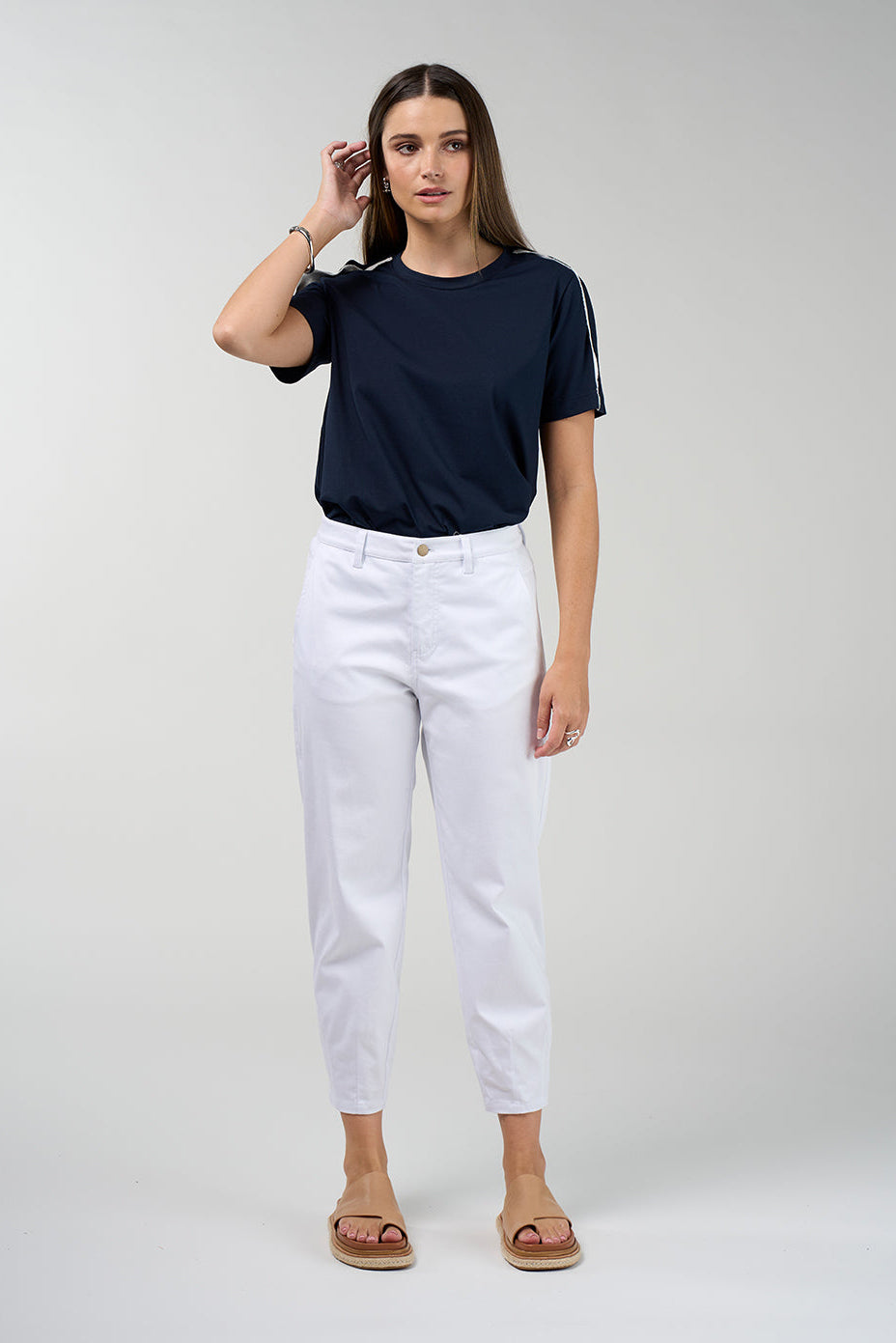 MADLY SWEETLY ESSENCE PANT COTTON SPANDEX NAVY WHITE SAND 