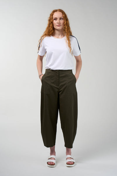 Edge wide leg pants in with elasticated back waist and patch pockets