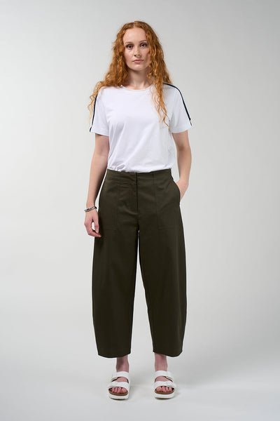Edge wide leg pants in with elasticated back waist and patch pockets