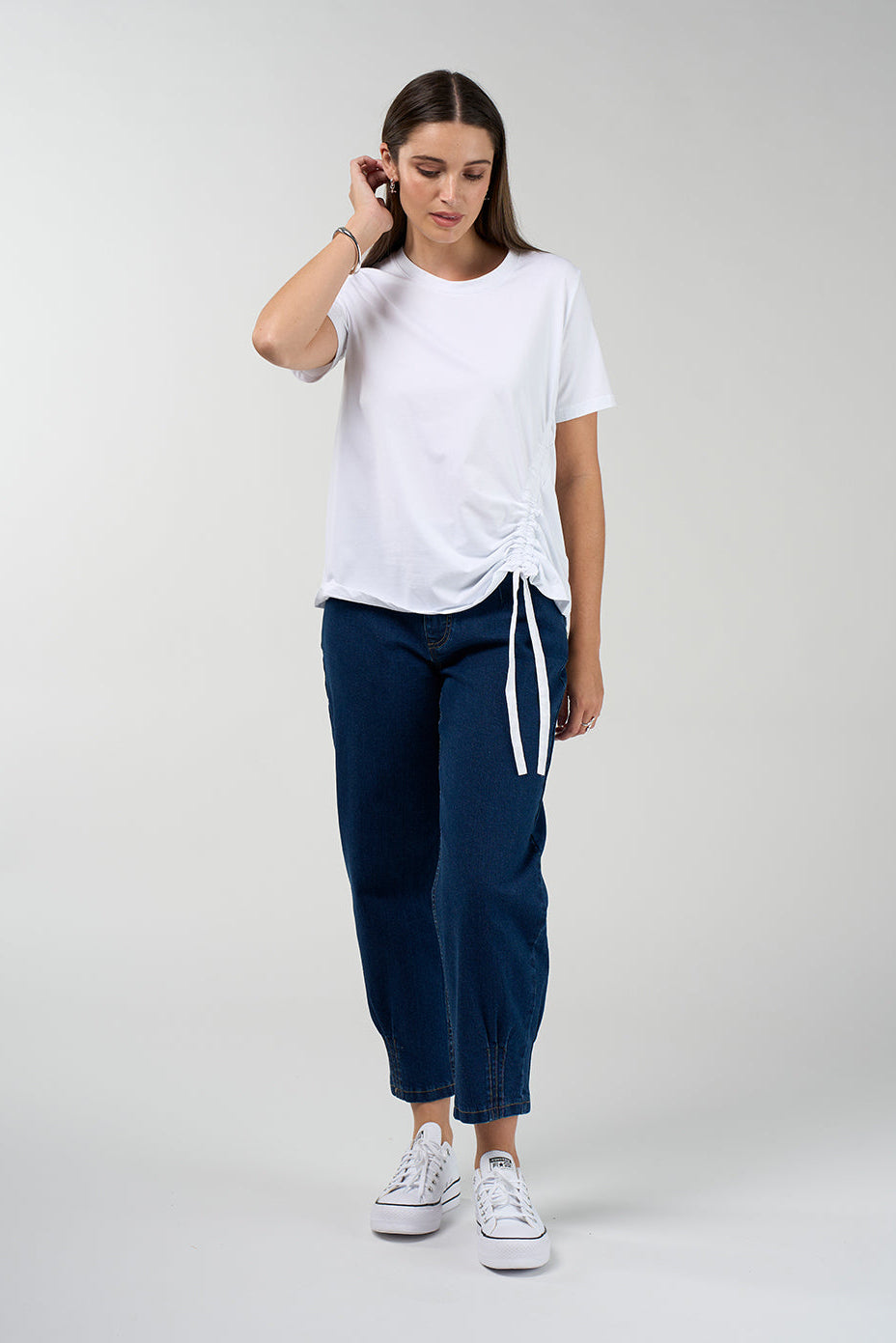 MADLEY SWEETLY ASCEND TOP WHITE PINK BLUSH TEE COTTON