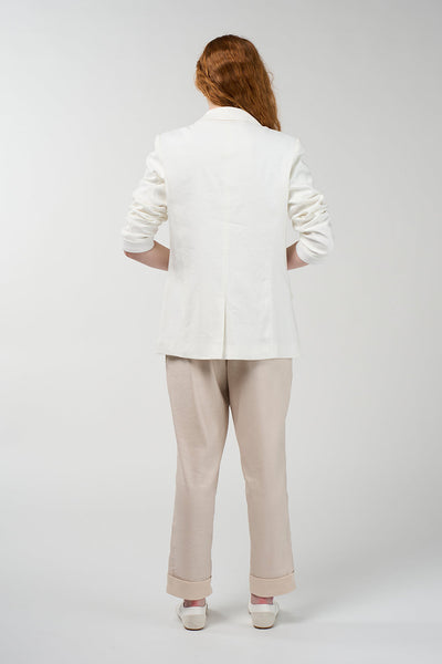 MADLY SWEETLY TRAILBLAZER JACKET LINEN VISCOSE IVORY STONE BLAZER 